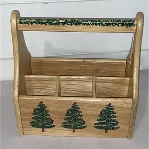 VTG Furio Christmas Sponge Tree Wood Utensil Caddy Holder 1997 Holiday Party